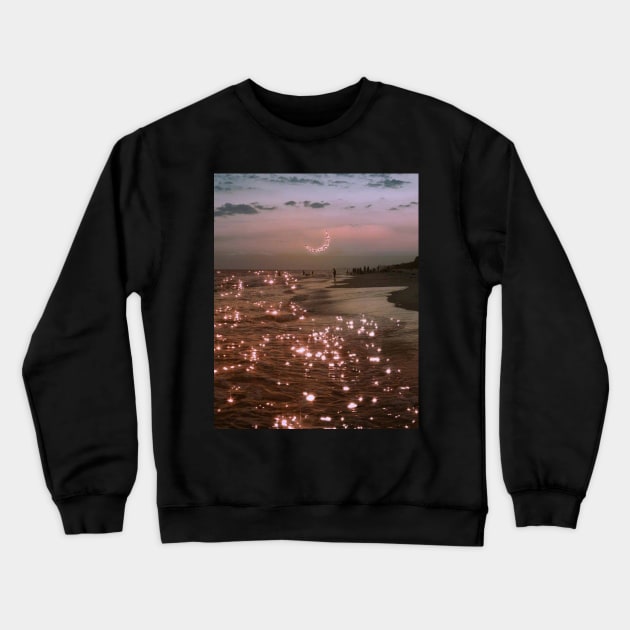 M O O N  X  B E A C H Crewneck Sweatshirt by designs-hj